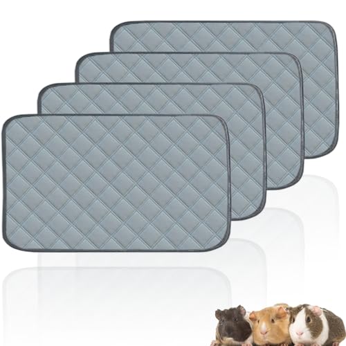 4 Pack Guinea Pig Cage Liners for C&C 2x1 Habitat Washable Guinea Pig Bedding Super Absorbent | Waterproof | Non Slip| Reusable Guinea Pig Pee Pads for Small Animals Cages-28 x 14 Inch - color: Light Grey, size: 28" x 14" (4 Pack)