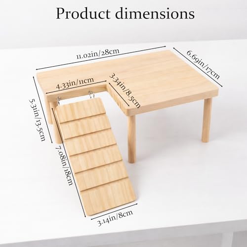 Hamster Platform, Small Wooden Hamster Cage Accessories, Elevated Resting Area for Hamster Cages, Pine Material Construction for Small Animal Habitats