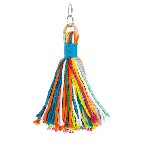 Bird Toys for Parrots, Colorful Cotton Rope Hanging Chew Toys | Colorful cotton rope chew toy. Fits large birds, including Macaws, Cockatiels. Natural hanging design. Playing & Preening