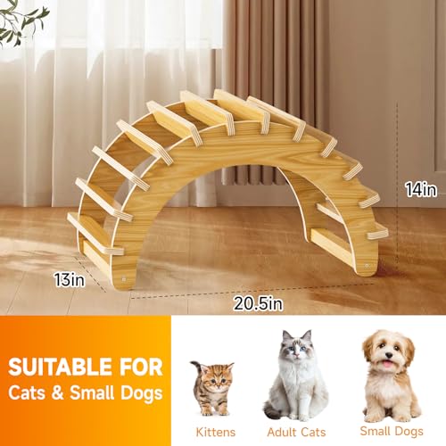 Natural Wooden Indoor Cat Cave - Stylish Solid Wood Cat House,Easy to Clean & Scratch-Resistant Surface Cottage,Ideal for Small/Medium Cats,Puppies and Bunnies (Natural,20.5" Lx13”Wx14”H)