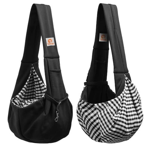 Tomkas Small Dog Sling Carrier - Classic Pocket & Classic Strap - Wrap Carrier - for 3-10 lbs Pets(Black) - color: Black