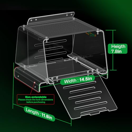 Turtle Basking Platform & Dock Stainless Steel Turtle Ramp Topper Decor for Red Eared Slider Hanging Habitat Enclosure Cage Non-Slip Surface Cuckold Tank with Lid Tortoise House Semi Aquatic Terrapin