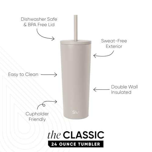 Simple Modern Iced Coffee Tumbler, Insulated | 24oz | Beige - color: -Almond Birch, size: 24 Ounces