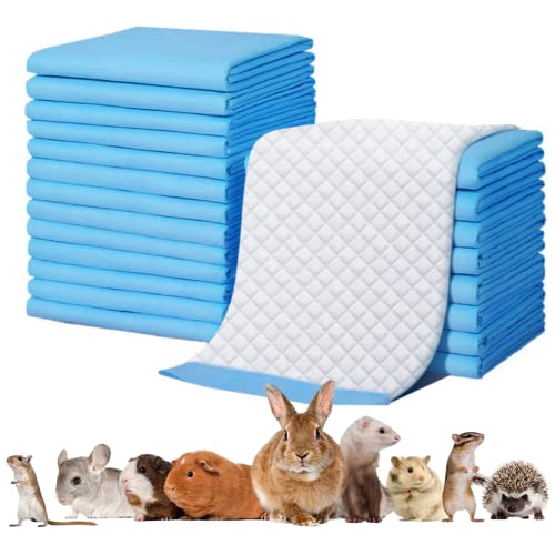 Rabbit Pee Pads Disposable Cage Liners Absorbent Leak-Proof Diaper Mat Small Animal Toilet Potty Training for Squirrel Guinea Pig Ferret Hedgehog Hamster Chinchilla Puppy (100PC, Blue) - size: 13''x18''- 100 Counts
