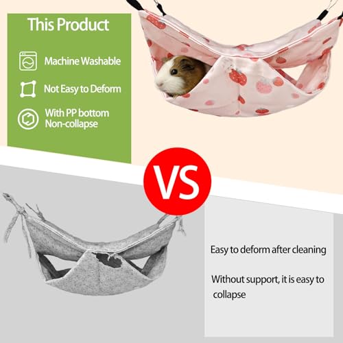 kathson 5 PCS Guinea Pig Hammock Set, Washable Rat Hammock, Guinea Pig Hideout Bed Soft Hamster Hanging Tunnel Mats Small Pets Cage Accessories for Chinchilla, Sugar Glider, Squirrel(Pink) - color: Pink