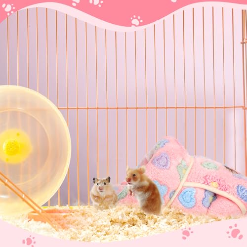 2 Pcs Guinea Pig Hideouts Guinea Pig Bed Washable Bunny Bedding Cuddle Warm Small Pet Sack Supplies Portable Pet Carrier Cage Nest Accessories for Cage(Green, Pink,Flowers) - color: Green, Pink