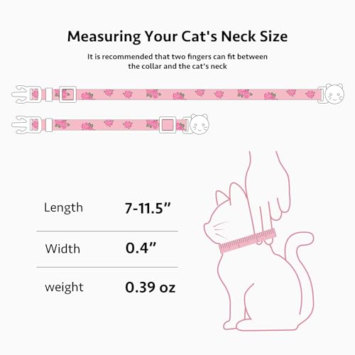2 Pack Cotton Cat Collar Yellow and Pink Rose Cute Kitten Cat Collar | Breakaway Breathable Soft material With cute pendants with Bell - color: Yellow Rose&Pink Rose