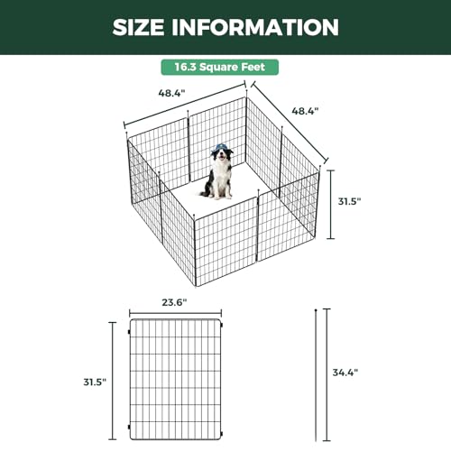 FXW MiniPaws Dog Playpen, Indoor, Yard & RV Camping, 32" H, 8 Panels | Portable, Expandable Layout, Tool-Free Setup, For Small & Medium Dogs - size: 32"H