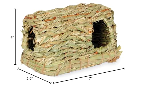 Prevue Pet Products Nature's Hideaway Grass Hut Small Animal Toy - for Mice, Gerbils, Hamsters, or Other Small Pets, Woven Hay & Grass, Natural Hide & Explore Toy - Small - size: 7 in. L x 4.75 in. W x 3.5 in. H