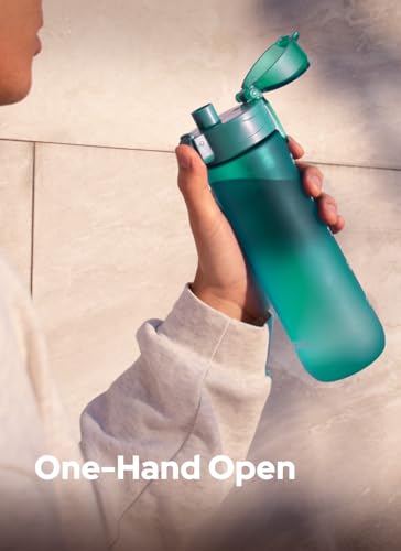 Opard Zip 20oz Plastic Water Bottle Dishwasher Safe, Leakproof Flip-Top Lid, BPA Free Tritan, Wide Mouth Reusable Kids Water Bottle for School Hiking Commuting Outdoor Travel and Gym - color: Louise-Turquoise, style: 20 oz - Fast Flow