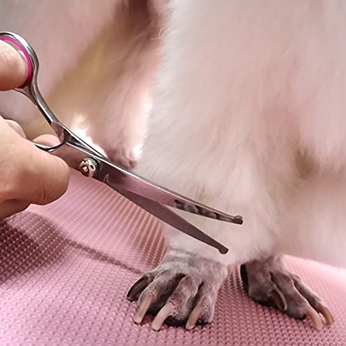 Dog Grooming Scissors Kit, Premium Stainless Steel Dog Shears with Curved Shears, Sharp Durable for Dogs Cats+Pink 3 Piece - color: Pink 3 Piece