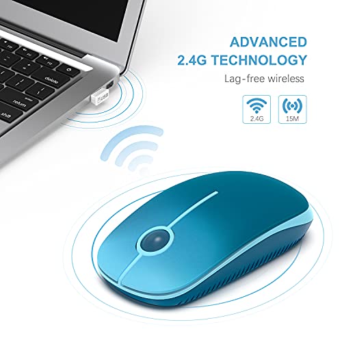 VssoPlor Wireless Mouse, 2.4G Slim Computer Laptop Mouse, Gradient Blue | Portable Mouse, Plug & Play USB Nano Receiver, Quiet Silent Optical Mice for Notebook, PC, Laptop, Computer, Windows, Mac - color: Gradient Blue