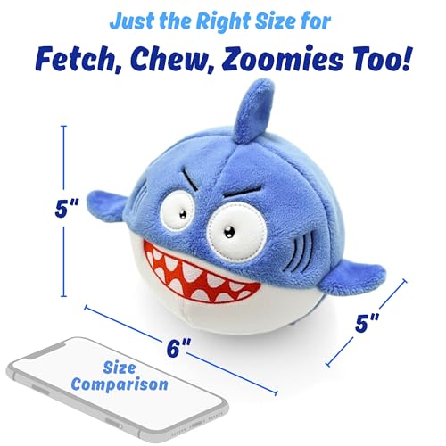 Dog Toy for Aggressive Chewers, Tough Squeaky Chew Ball, Large Breeds Gift | Super Strong, Durable Soft Plush Shark, No Stuffing Inside; Interactive for Puppies, Medium & Big Pets in a Birthday Gift Box - color: Blue