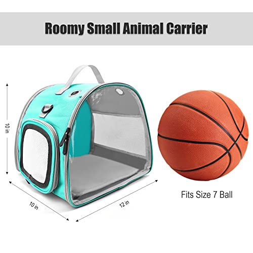 Small Animal Carrier Bag, Upgraded Portable Guinea Pig Carriers, Transparent Hamster Carrying Case, Reptile Rat Rabbit Bearded Dragon Hedgehog Carrier Bag for Travel, Hiking, Walking, Outdoor (Green) - color: Green