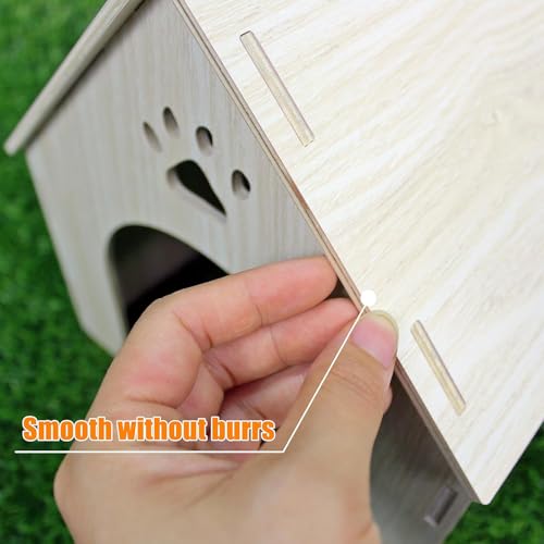 15x9x10in Wooden Guinea Pig Hideout Habitats with Windows & Doors | Large Size, Perfect for Guinea Pigs Rabbits Chinchillas Hamster and Other Small Animals
