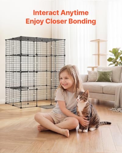 VEVOR Cat Cage 4-Tier 40.98"x27.99"x55" DIY Cat Playpen Indoor Enclosure, Detachable Metal Wire Kennel Crate with 4 Doors, Large Exercise Place Ideal for 1-2 Cats, Kittens and Small Animals, Black - size: 41.0"L x 28.0"W x 55.0"H