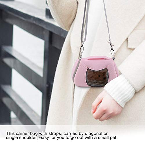 Breathable Small Pet Carrier Bag, Pet Carrying Bag for Hamster Gerbil Rat Ferret, Mesh Ventilated Travel Outdoor Bag with Shoulder Strap for Small Animals (Pink) - color: Pink