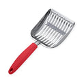Cat Litter Scoop, Aluminum Alloy Sifter, Kitty Metal Scooper, Deep Shovel, Long Handle, Poop Sifting, Kitten Pooper Lifter, Durable, Heavy Duty, for Litter Box - color: POLISHED Aluminum \ #08 Red Handle, size: Small
