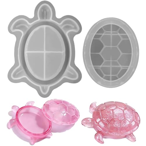 Silicone Turtle Box Resin Mold with Lid | Reusable Ocean Theme Jewelry Box Storage Container Mould for DIY Clay Craft Projects | Unique Epoxy Animal Resin Box Mold for Home Decor, Keychains & Trinkets