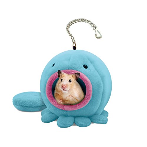 Pet Hamster Warm Bed House Cusion Fleece Hut Hanging Cage Cute Toy Nest for Mini Small Animal Mice,Rat,Sugar Glider,Chinchilla,Dwraf Hamster,Gerbil - color: Blue1