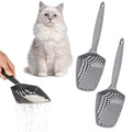 Set of 2 Cat Litter Scoop with Small Holes, Deep Sifting Shovel for Fine Litter, Reptile Terrarium Sand & Rabbit Pooper Lifter, Hanging Handle Poop Scooper (Gray, Set of 2) - color: Gray, size: Set of 2