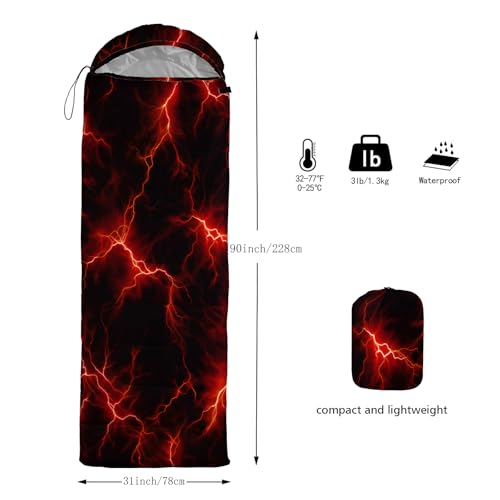 QOOMO Camping Sleeping Bags,3 Season Warm & Cool Weather,Lightweight,Waterproof Sleeping Bags for Adults & Kids,Traveling,and Outdoors,Camping Gear Equipment - color: Red Lighting 3