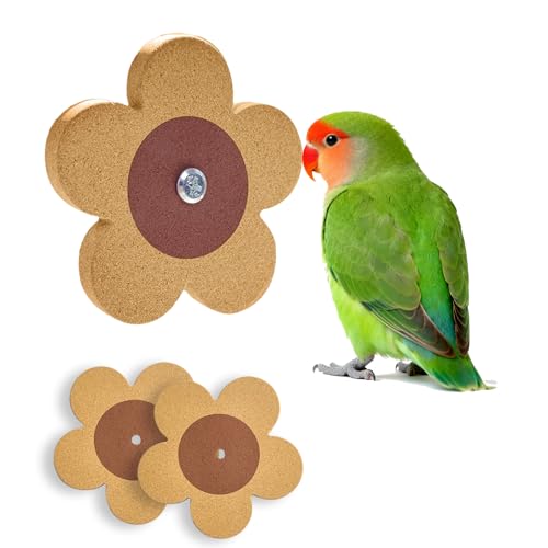 Bird Toys, Cork Chew Spinner Toy with 2 Replacement for Cage, Parakeet Toys, Bird Cage Accessories for Budgies, Cockatiels, Lovebirds, Green Cheeks, Small to Medium Birds