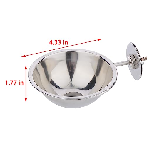 2 Pack Bird Feeding Dish Cup, Stainless Steel Birdcage Food Bowl with Clamp Holder for Bird Parrot Parakeet Macaw Finches Lovebirds Cockatiel Conure Budgies