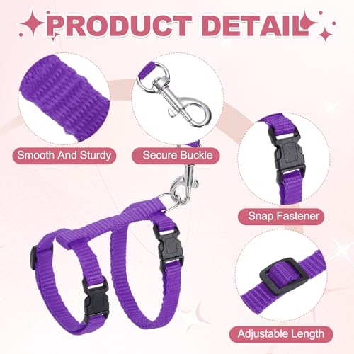 Rabbit Harness and Leash, Escape Proof Bunny Cat Leash Small Animal Harness Soft Adjustable Buckle(2Pcs, Purple) for Bunny Kitten Cats Puppies Walking Hiking Training - color: Purple