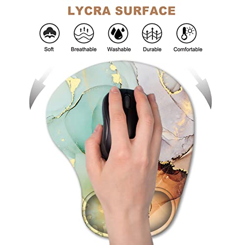 Ergonomic Mouse Pad with Wrist Support Gel Mouse Pad Wrist Rest, Non-Slip PU Base Comfortable Mousepad for Office Home Working Studying Pain Relief & Easy Typing, Abstract Art Marble