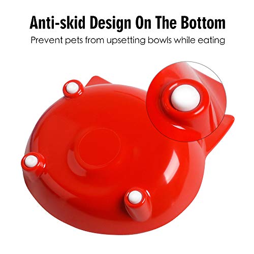 Set of Cat and Dog Bowls - Non Slip, Shallow Food and Water Bowls for Pets (Cats, Dogs, Rabbits, Puppies), Safe Food - Grade to Relieve Whisker Fatigue - color: 3Red+Pink+Blue