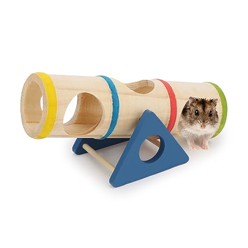 Hamster Wooden Seesaw Tunnel Toy Funny Gym Playground Exercise House for Dwarf Hamster Small Pets (Seesaw Tunnel)