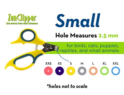 Zen Clipper Cat Nail Clippers - Conical Blade, No Overcut - Easy-to-use Cat Nail Trimmer for Stress Free Home Grooming – Sharp Conical Blade Makes a Clean, Splinter-Free Cut (2.5mm Hole) - size: Small - 2.5mm hole