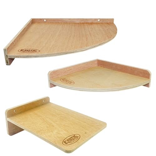 Wood Platform Set - 3 Pack Cage Accessory Shelves Assorted Sizes - for Chinchillas, Rats, Prairie Dogs, Degus, Ferrets, Birds, Sugar Gliders, Rabbits, Guinea Pigs, & Other Small Pets
