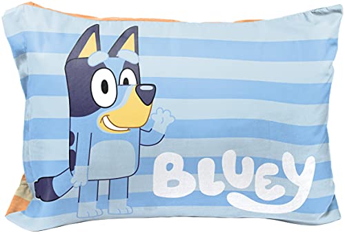 Bluey and Bingo Cartoon Kids Pillowcase Reversible for Kids, Blue | 20 x 30 Inches, Official Product, Soft Microfiber, Double-Sided, Standard Size, Machine Washable, Kids Gift - color: Blue - Bluey
