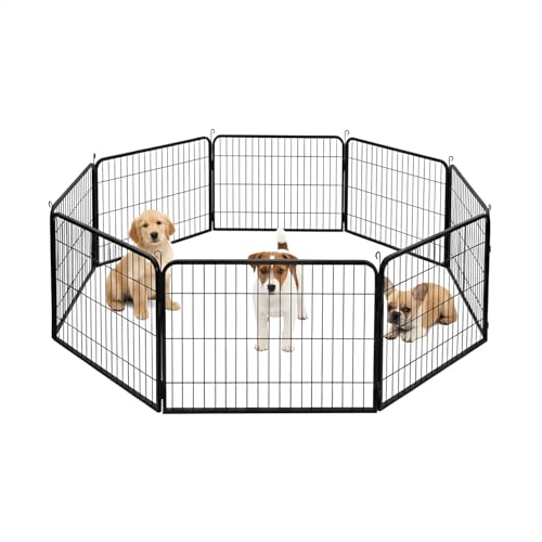 BestPet Dog Playpen 24 Inch 8 Panels Heavy Duty Metal Pet Exercise Pen Indoor Outdoor Without Door Fence Panels Anti-Skid Expandable Design - style: 8 panels-without door