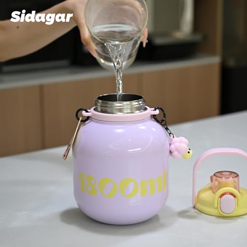 60 oz Gallon Insulated Water Bottle with Straw Lid, Purple | Premium 316L Stainless Steel, Leakproof, Wide Mouth Water Jug with Handle, All-day Hot or Cold Retention, Travel & Daily Use - color: Purple, size: 60 Ounces