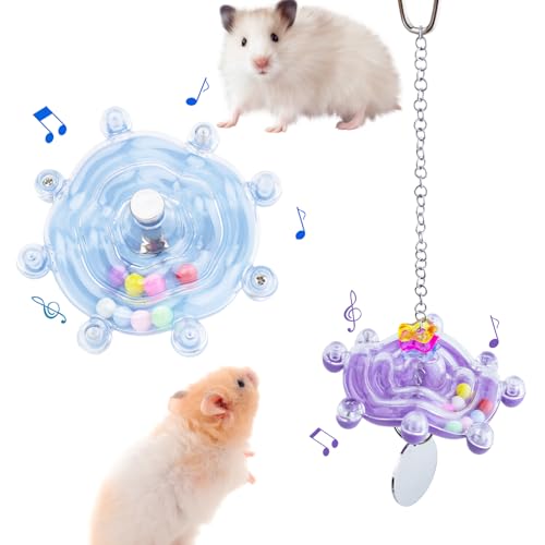 FlidRunest 2PCS Colorful Spinning Hamster Toys, Rotating Exercise Wheel for Cage, Intelligence Training Toys