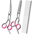 Dog Grooming Scissors Kit, Premium Stainless Steel Dog Shears with Curved Shears, Sharp Durable for Dogs Cats+Pink 3 Piece - color: Pink 3 Piece