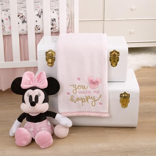 Disney Minnie Mouse My Happy Place Baby Blanket – Super Soft Plush Appliqued Throw 30 x 40 Inch, Cozy Infant Stroller Travel Blanket for Girls - color: Minnie Mouse - My Happy Place