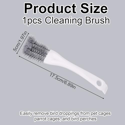 Bird Cage Cleaning Brush with Long Handle, Bird Cage Cleaner Durable Droppings Remover Tool Accessories for Pet Parrot Perches