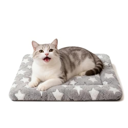 Dog Bed Mat, Reversible Crate Pad & Cute Dog Bed - Machine Washable Kennel Mat with Ultra Soft for Small Dogs & Cats - color: Grey&Star, size: 18"L x 14"W x 1.5"Th