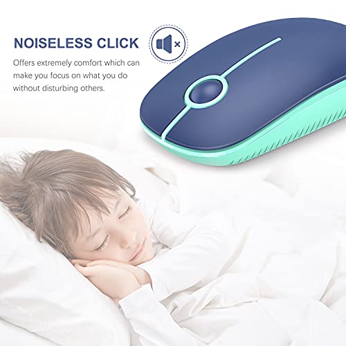 VssoPlor Wireless Mouse, 2.4G Slim Computer Laptop Mouse, Blue and Green | Portable Mouse, Plug & Play USB Nano Receiver, Quiet Silent Optical Mice for Notebook, PC, Laptop, Computer, Windows, Mac - color: Blue and Green