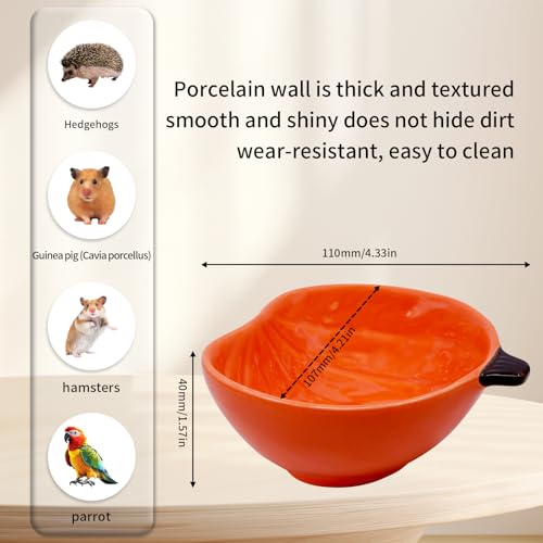 Small Guinea Pig Food Bowl Pumpkin-Shaped Cute Ceramic Hamster Water Bowl Ferret Rat Chinchilla Rabbit Feeding Dish Young Animal Feeder(Brown) - color: Brown