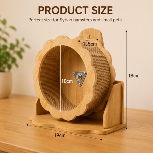 Wooden Hamster Wheel Silent Running Exercise Wheel with Stand Quiet Small Animal Wheel for Hamster Hedgehog Chinchilla Cage Accessories