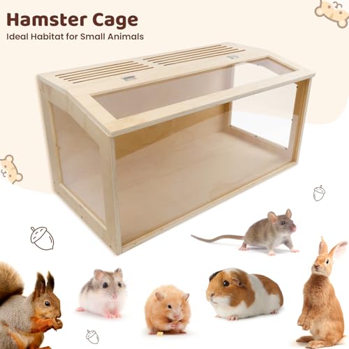 Large Hamster Cage,Transparent Habitat with Openable Top,32x16x16 Inch | Transparent Panels,Openable Top for Convenient Access,Suitable for Hamsters and Gerbils - size: 32.0"L x 16.0"W x 16.0"H