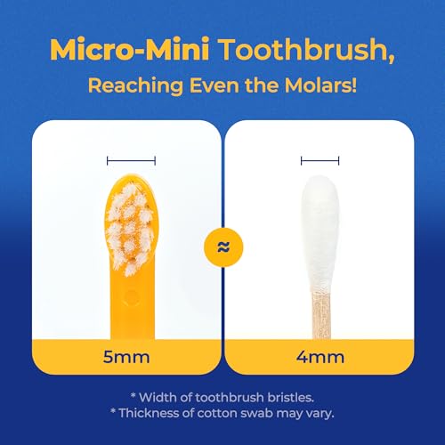 PETHROOM Pet Toothbrush for Cats & Dogs, 10 × 5 mm Small Head (Extra Small) | Ultra-Soft Fine Bristles Gently Clean Teeth and Gumlines, Helping Remove Plaque, Ideal for Kittens & Small Dogs - color: Extra Small
