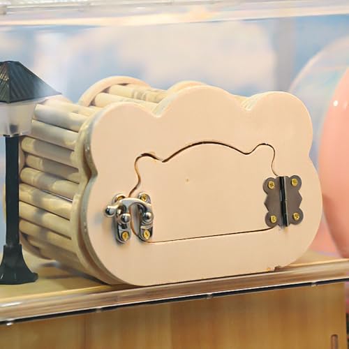 Hamster Hideout, Pine Wood Hamster House and Habitat with Door, Cute Shaped Small Pets Woodland House Habitats Decor for Dwarf Hamster, Gerbils, Degus, Small Animals