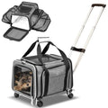 Airline Approved Expandable Premium Pet Carrier on Wheels- Two Sided Expandable Rolling Carrier- Designed for Dogs & Cats- Extra Spacious Soft Lined Carrier! (Grey) - color: GREY