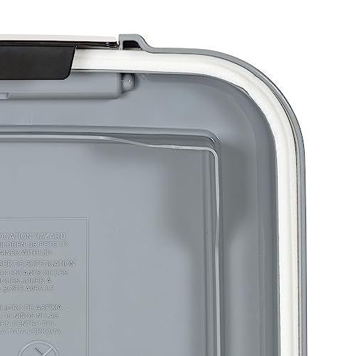 Amazon Basics Airtight Pet Food Storage Container with Scoop, BPA Free, Removable Wheels, 69 QT, Gray - size: 69 QT